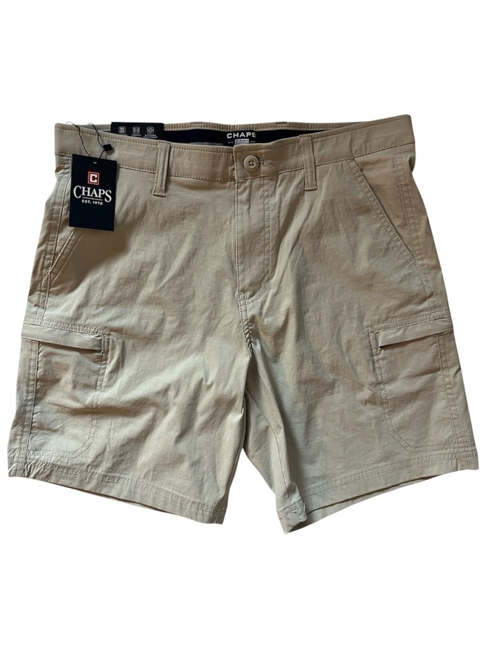 Chaps Performance Men's Beige Khaki DriWear Stretch Cargo Shorts Size 32